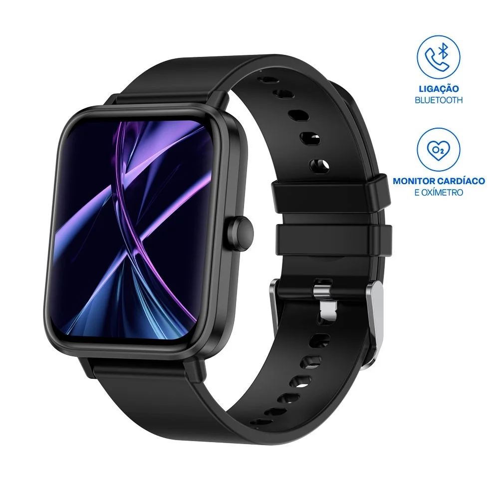 Smartwatch Multi L2 1,83" Bluetooth Monitoramento Cardíaco LCD Preto - WR202, , large image number