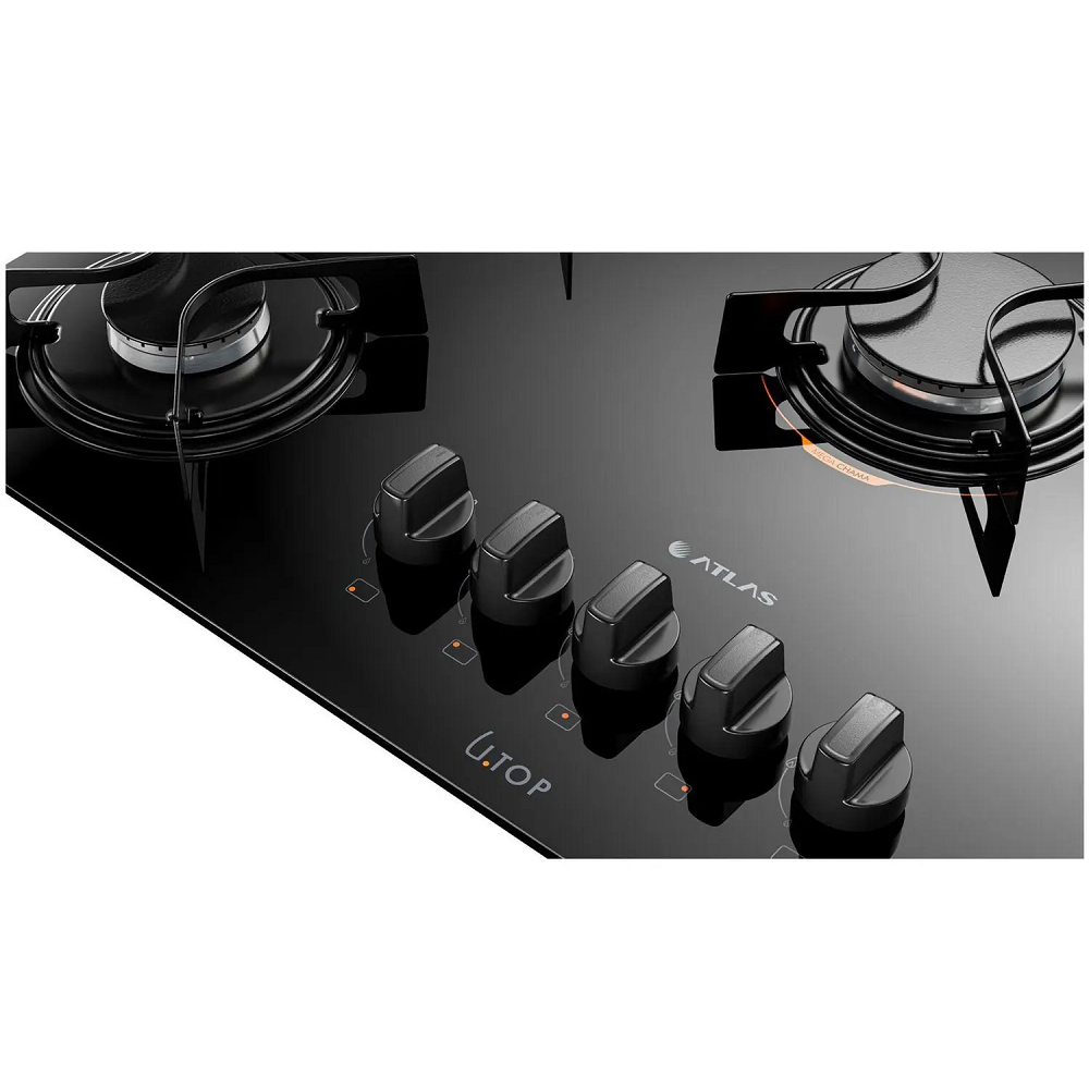 Cooktop 5 Bocas Atlas Acendimento Automático Preto Bivolt Utop Glass, , large image number 2