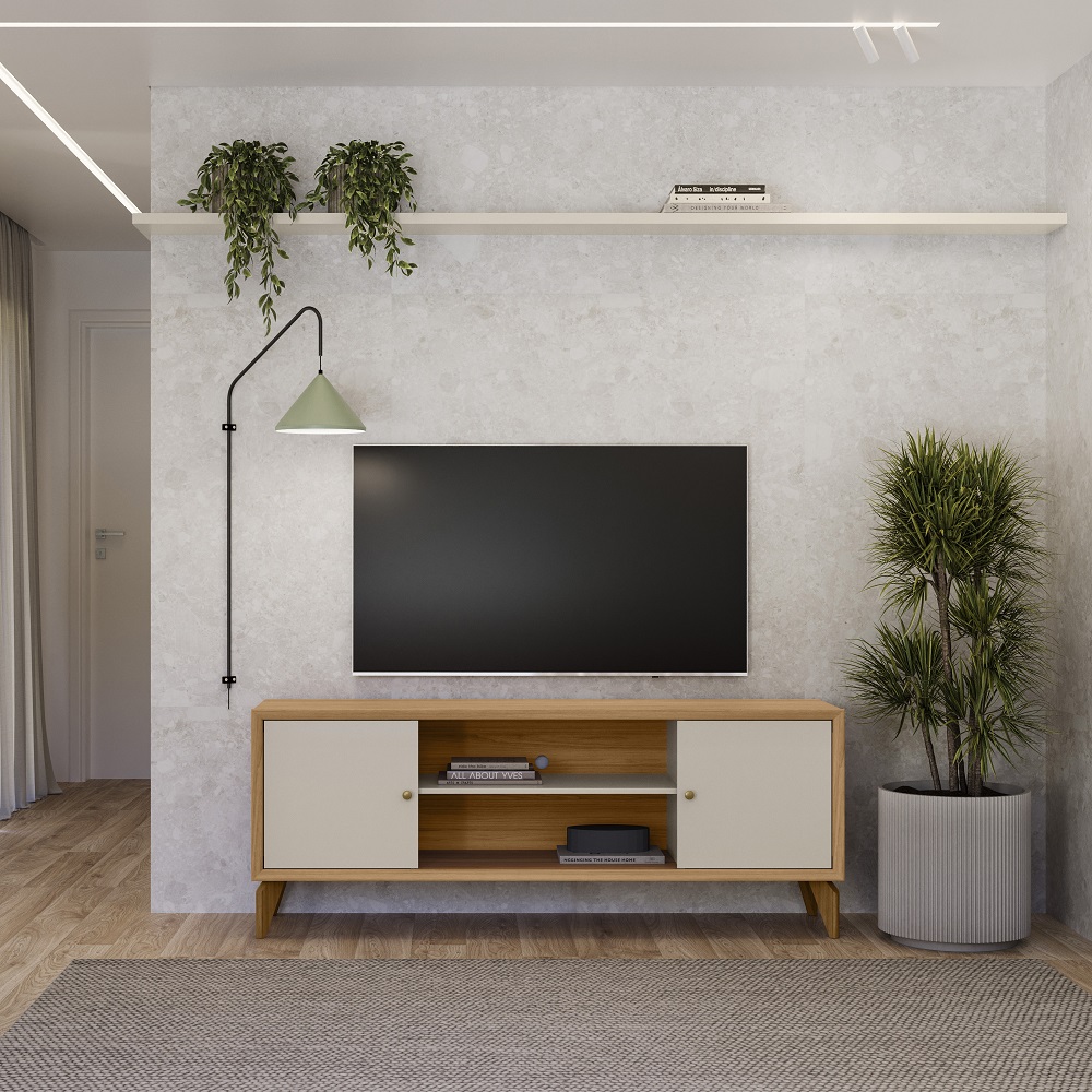 Rack Para Tv Até 70 Polegadas Jequitibá/Off White Fosco Línea Porto, , large image number 1