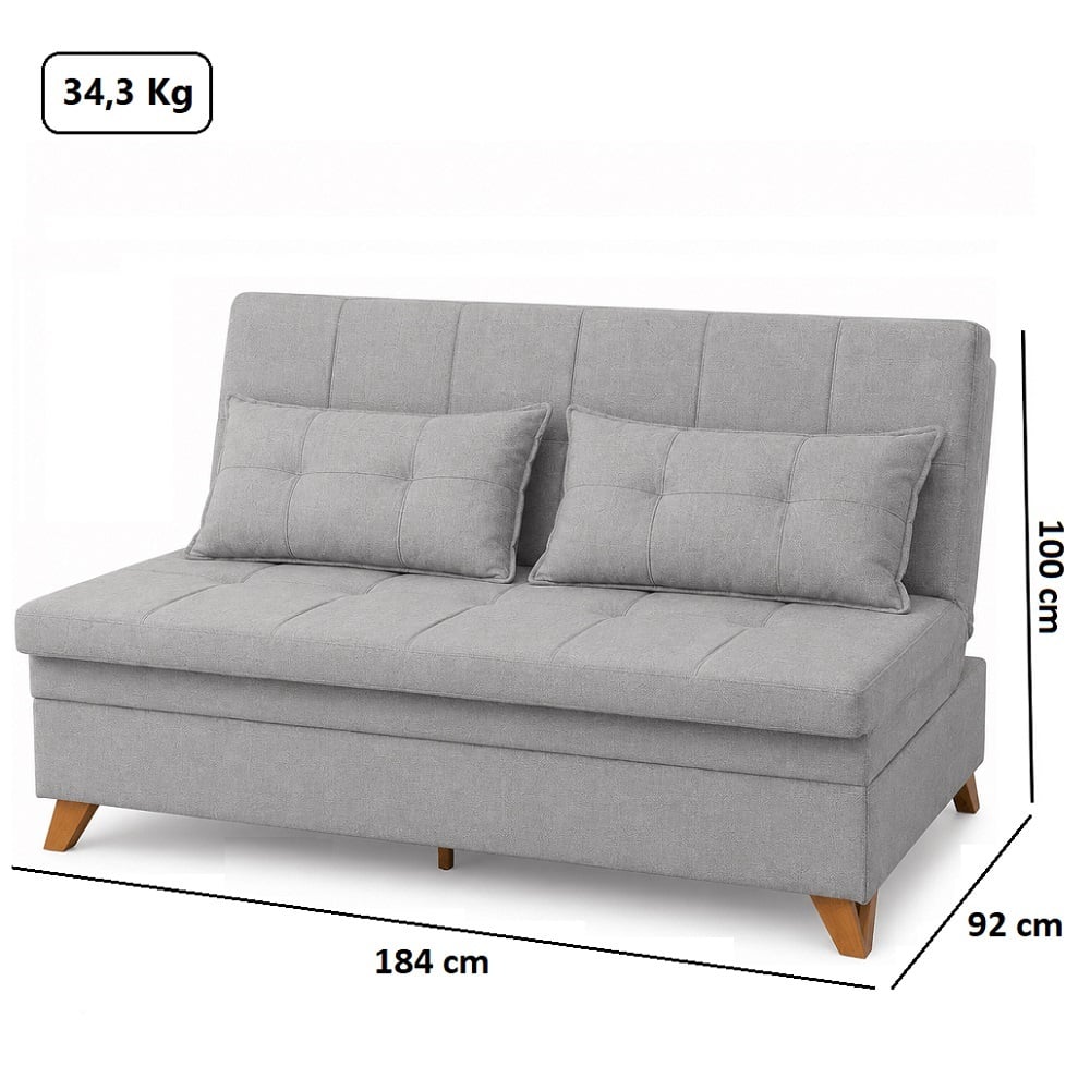 Sof&aacute; Cama 3 Lugares 1 Assento Camur&ccedil;a Cinza 184cm JA M&oacute;veis Mali, , large image number 4