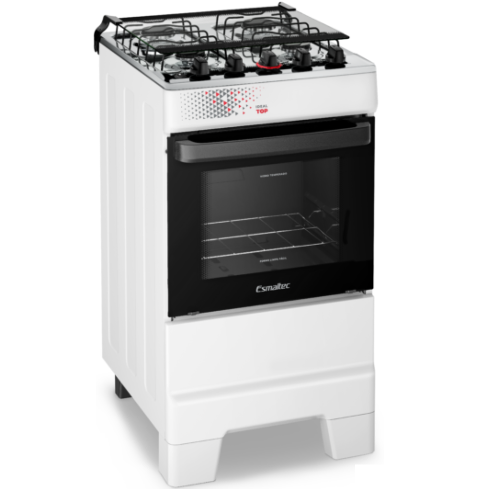Fogão 4 bocas Esmaltec Mesa de Inox Branco Ideal Top T4IAB 4122