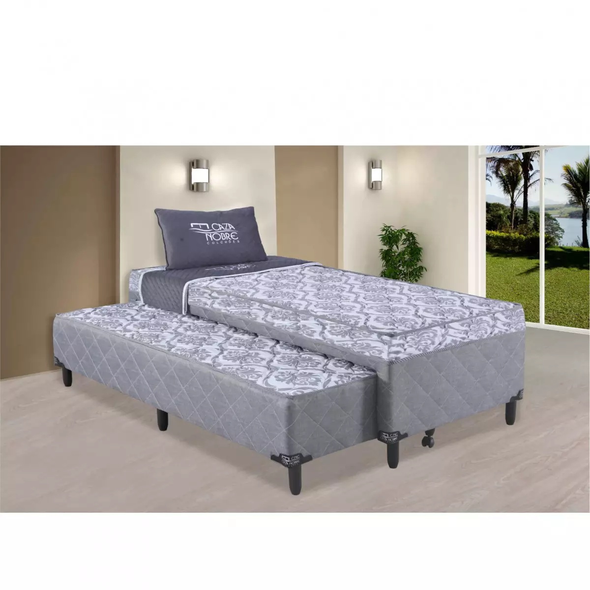 Cama Box Solteirão Conjugada com Auxiliar Montreal 188x88x59 cm Caza Nobre, , large image number 1