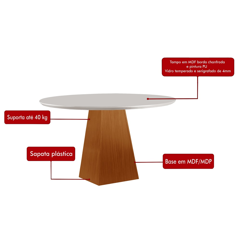 Conjunto Mesa de Jantar 4 Cadeiras Redonda Riviera LJ Tendency 110cm Marrom, , large image number 4