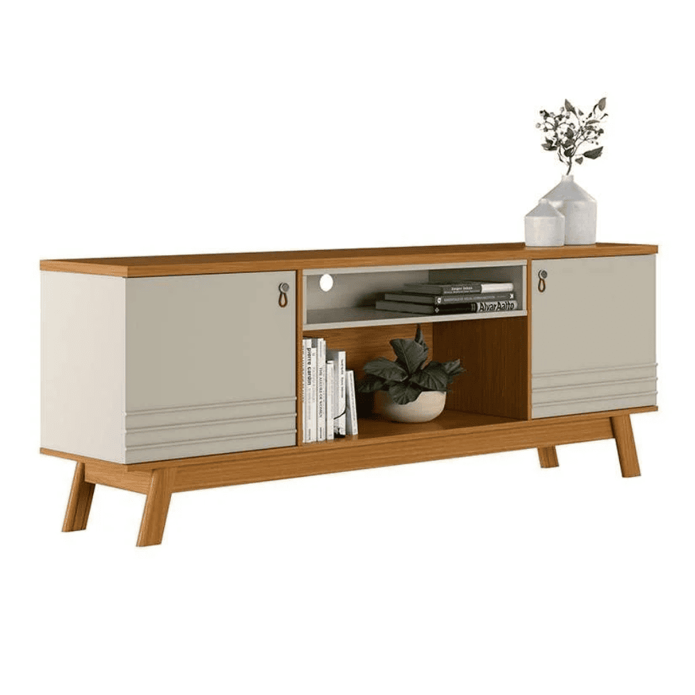 Rack para Tv at&eacute; 75 Polegadas Nature/Off White Linea Colorado