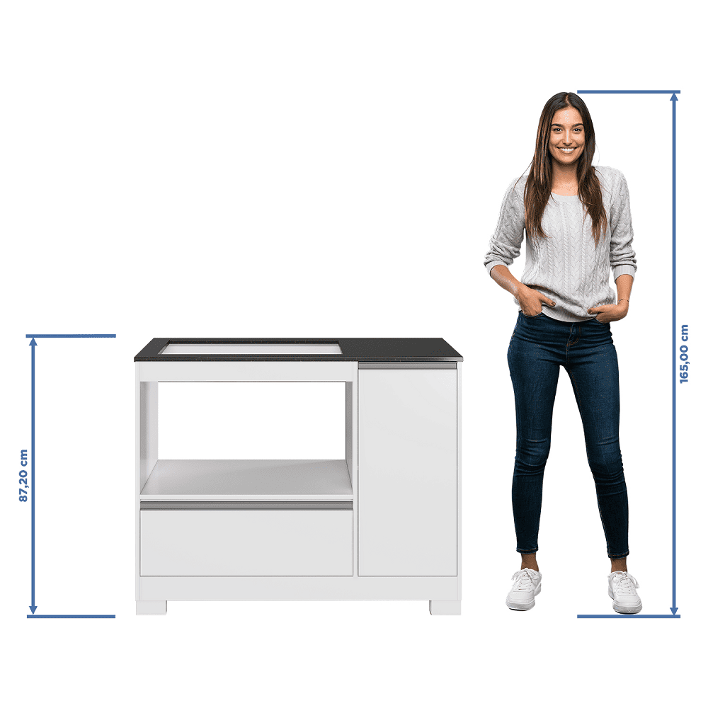 Balc&atilde;o De Cozinha Para Cooktop E Forno 1 Porta 1 Gaveta Branco NT3050 Not&aacute;vel, , large image number 4