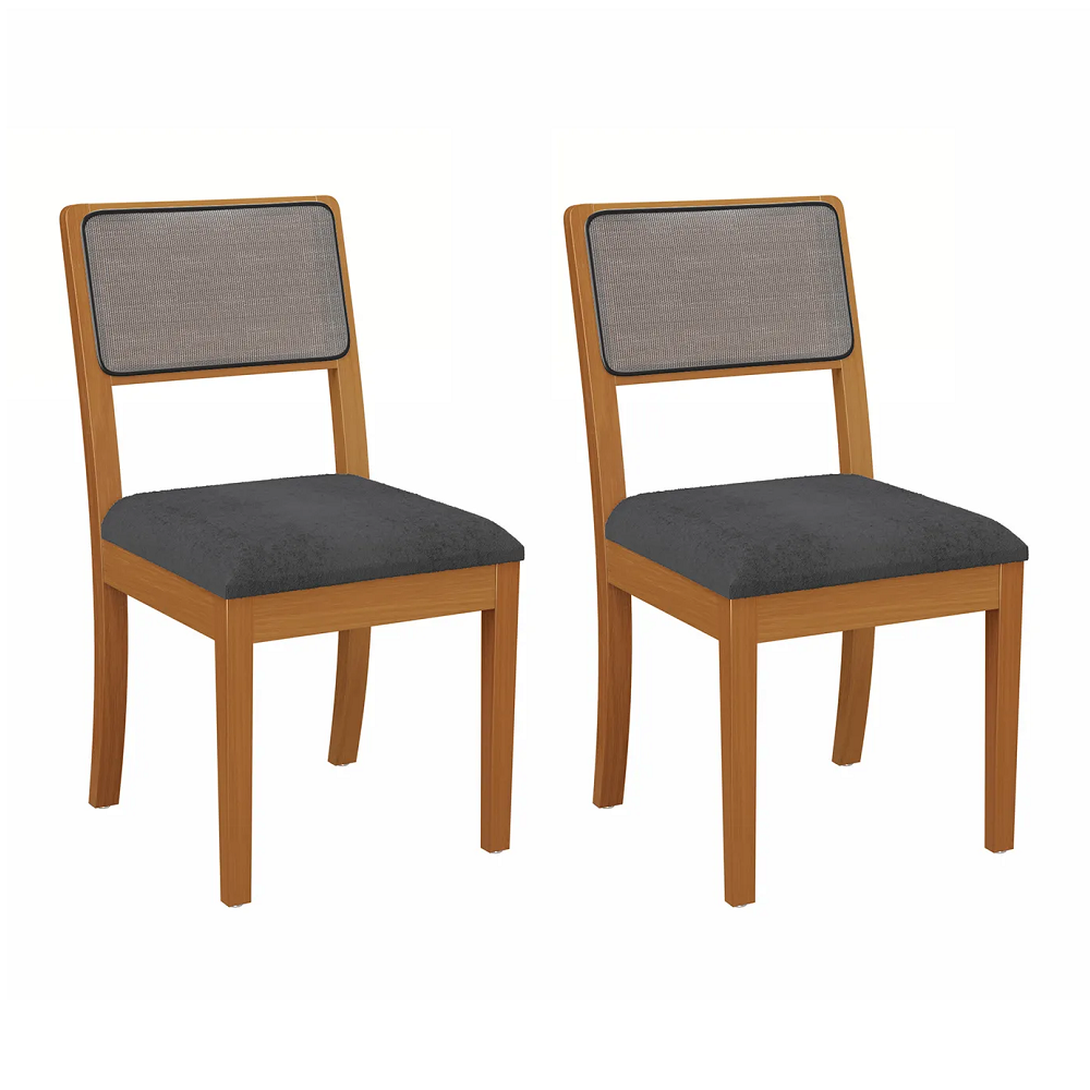 Conjunto Cadeiras de Jantar Lola Assento Estofado Kappesberg Canela/Chumbo 2 Unidades