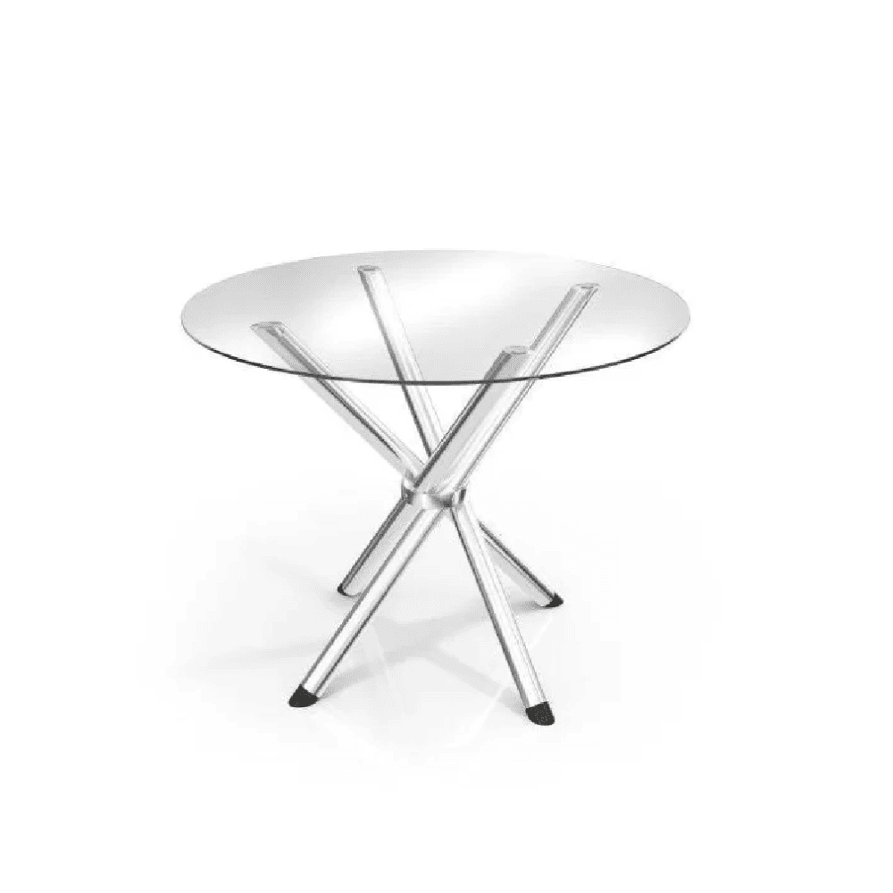 Conjunto Mesa Redonda de Vidro com 4 Cadeiras Cromado/Preta Kappesberg Portugal, , large image number 2