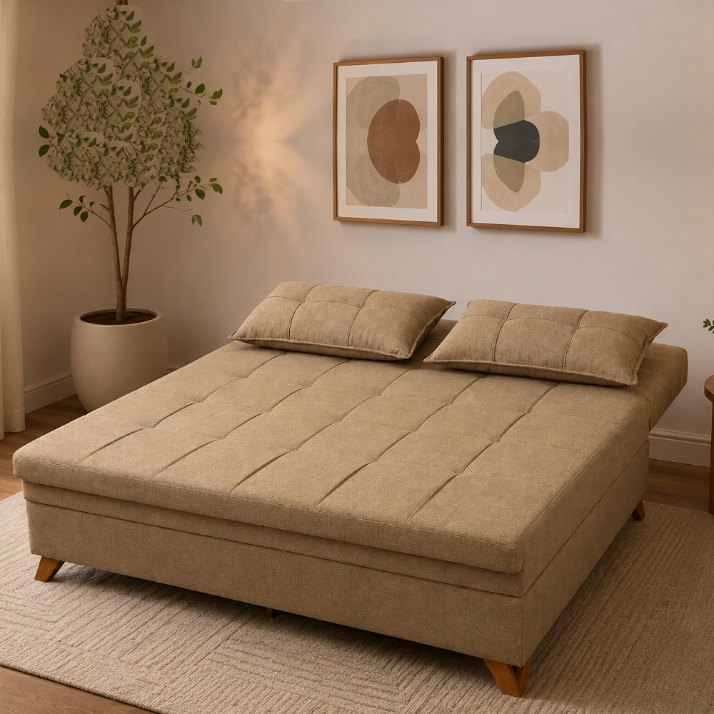 Sof&aacute; Cama 3 Lugares 1 Assento Linho Mali Caramelo 184cm JA M&oacute;veis Mali, , large image number 3