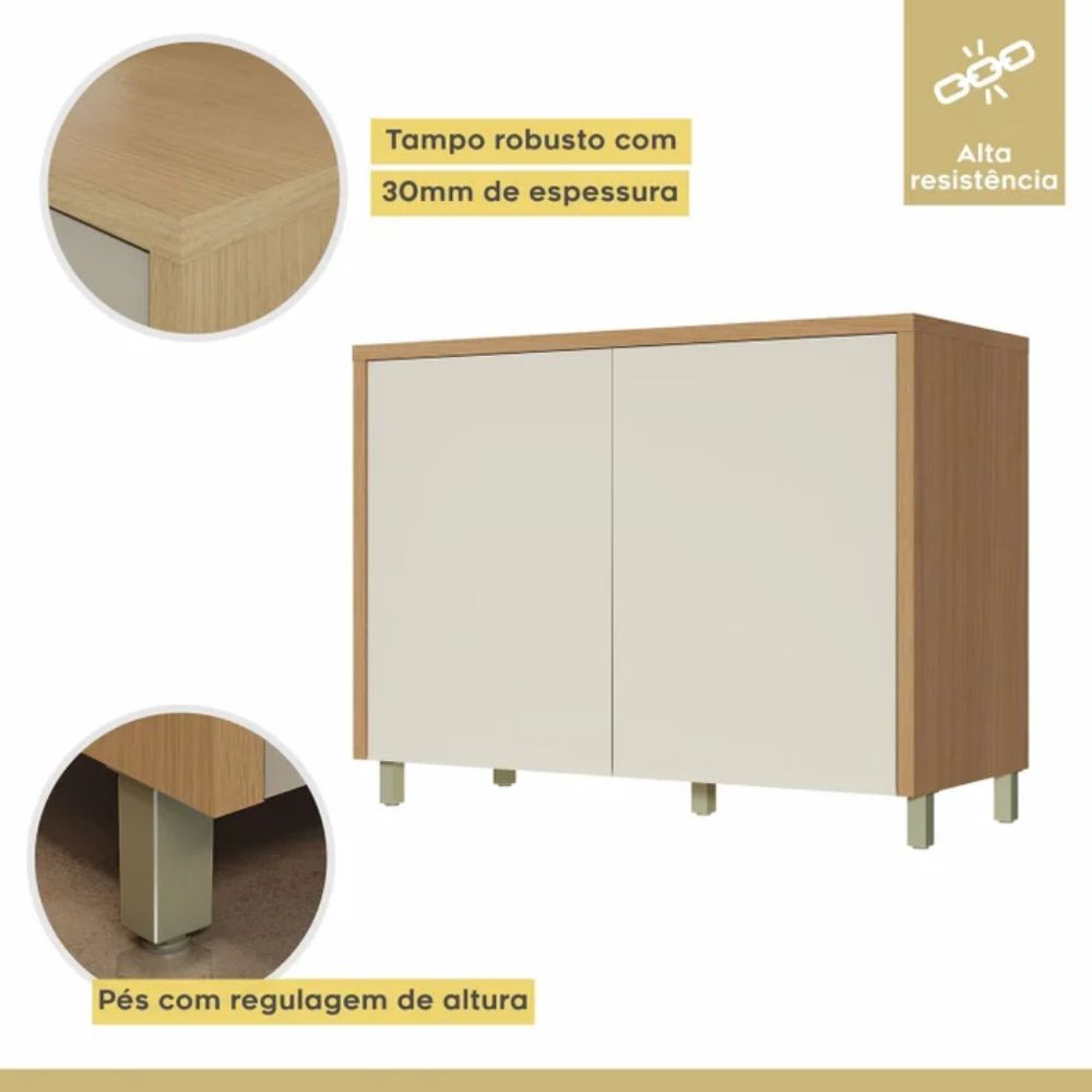 Balcão de Cozinha com Tampo 2 Portas Carvalho/Greige 100% MDF Nesher, , large image number 7