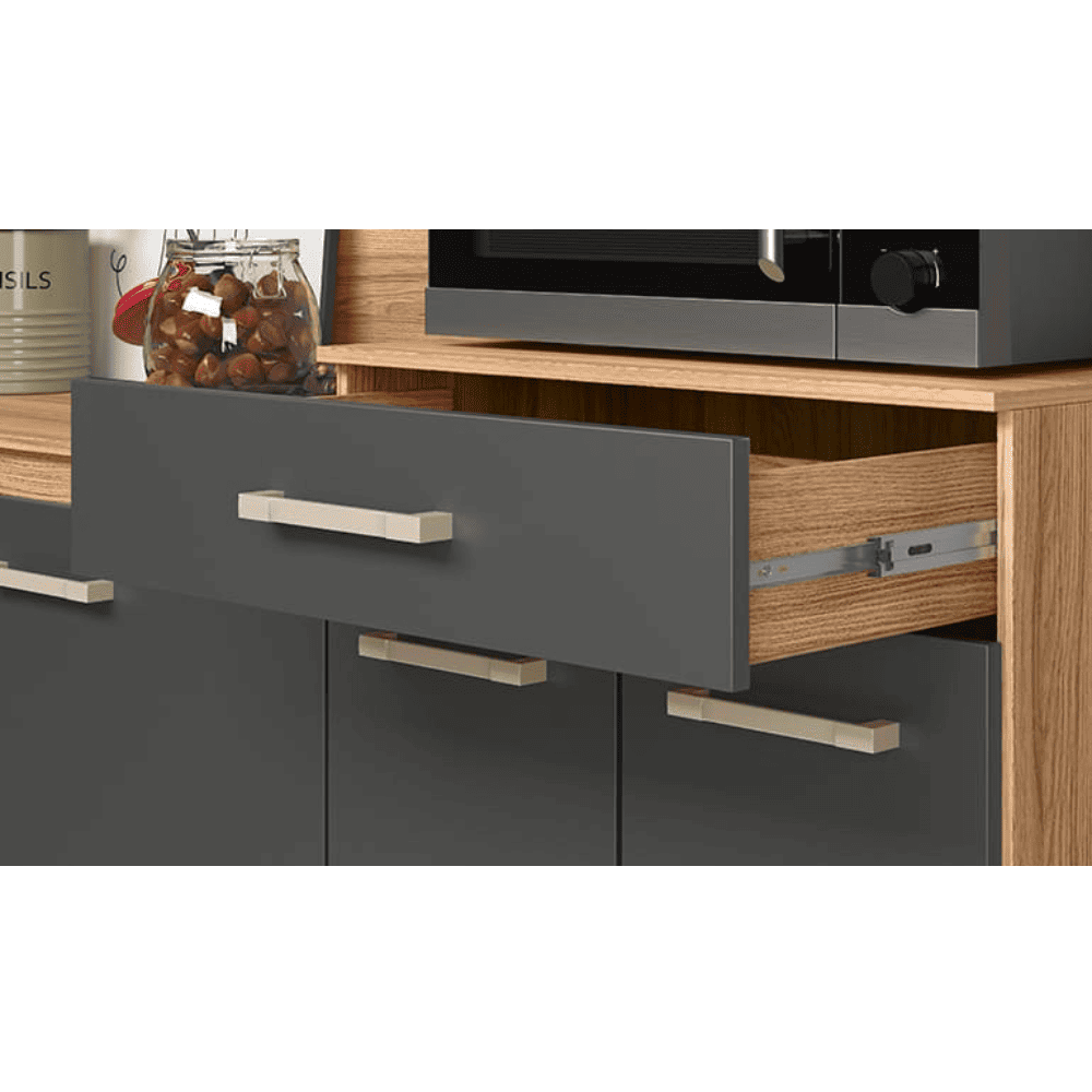 Arm&aacute;rio de Cozinha 160 cm 7 Portas 1 Gaveta Freij&oacute;/Chumbo/Ripado Nicioli Yara, , large image number 5