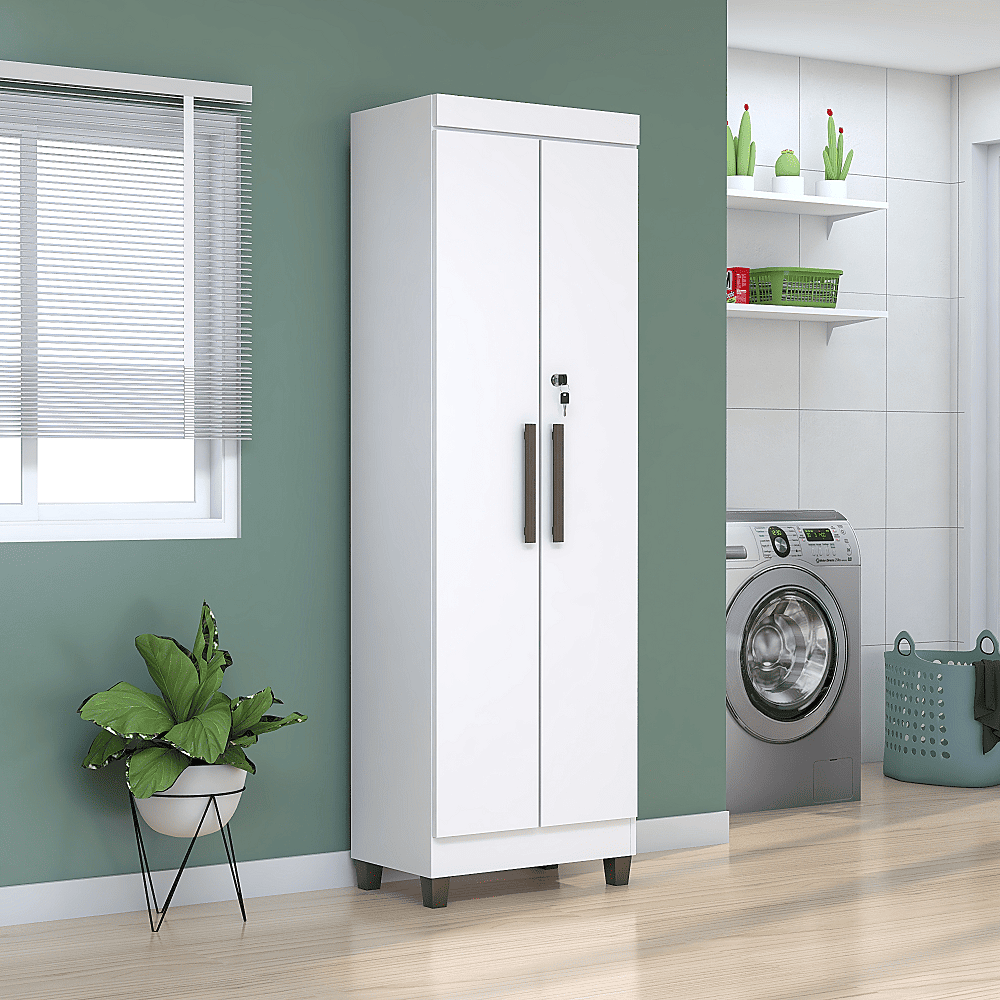 Arm&aacute;rio Multiuso 2 Portas 4 Prateleiras 180x55 cm Berlim Magno Branco, , large image number 1