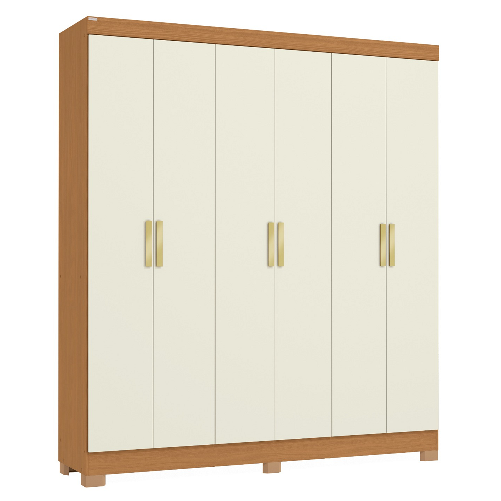 Guarda-Roupa Casal 6 Portas 2 Gavetas Canela/Off White Kappesberg CB01R590
