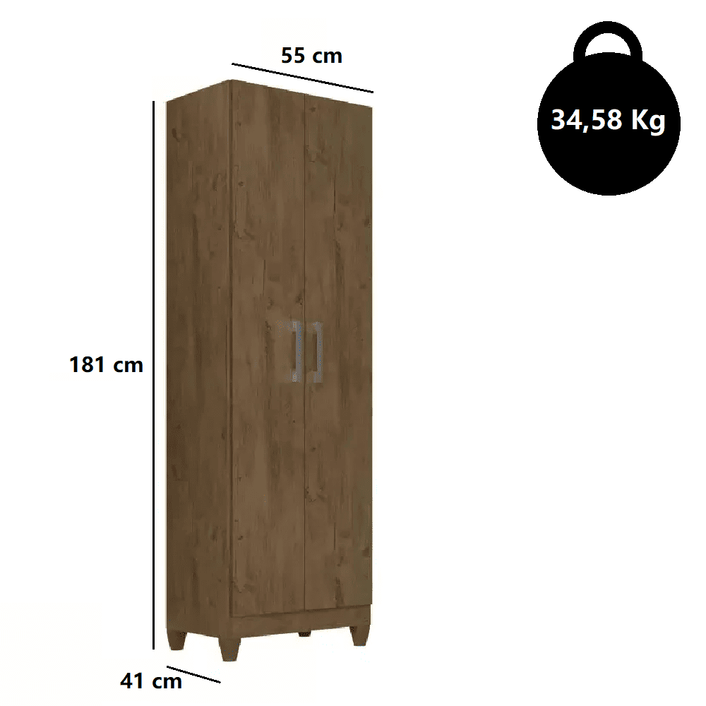 Arm&aacute;rio Multiuso New Iris Moval 2 Portas e 4 Prateleiras c/ P&eacute;s, Marrom, large image number 2