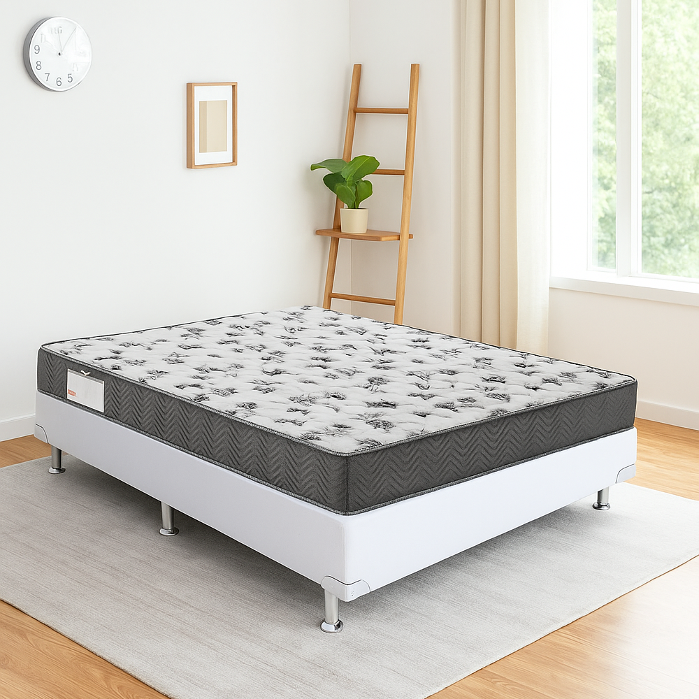 Cama Box Casal com Base Branca Ortobom e Colchao Espuma D33 ISO 100 88x188x60cm Ortobom, , large image number 1