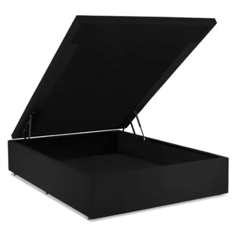 Base Cama Box Casal com Baú Physical Corino Preto 188x138x42,5 cm Ortobom