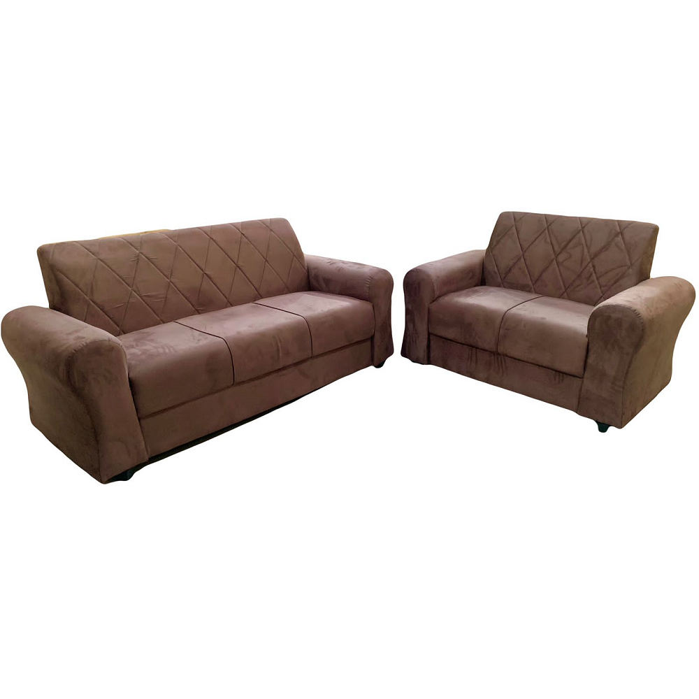 Sofá 2x3 Lugares 318 cm Marrom Movelpaz Bruxelas, , large image number 0
