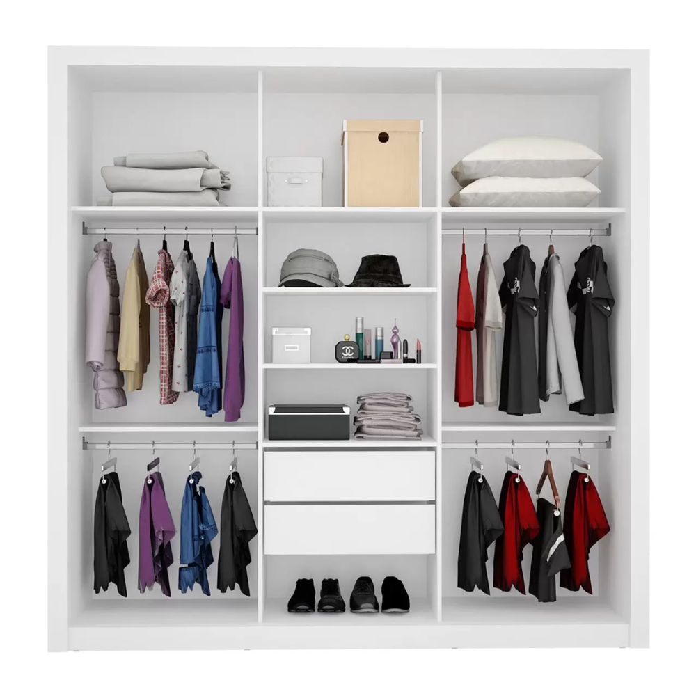 Guarda Roupa Casal 3 Portas Residence Demóbile c/ Pés, Branco, large image number 1