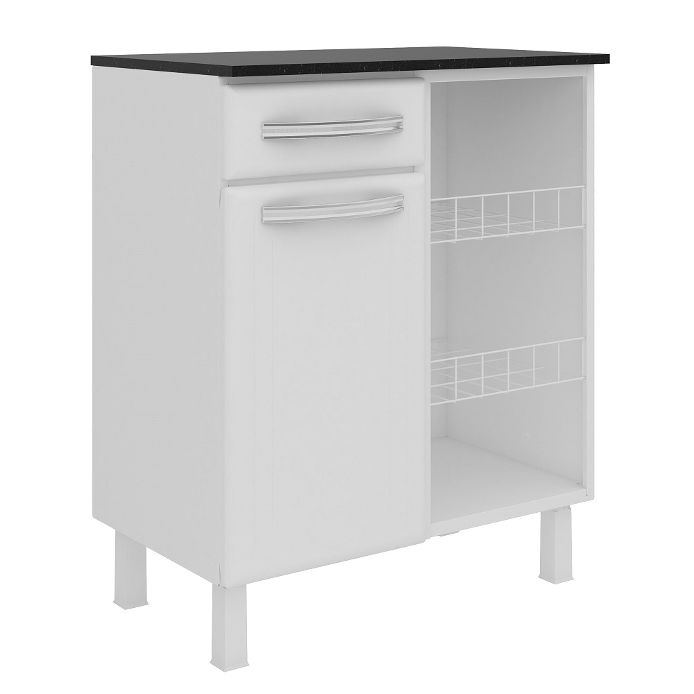 Fruteira de Chão para Cozinha 1 Porta 1 Gaveta Esmeralda Telasul Branco