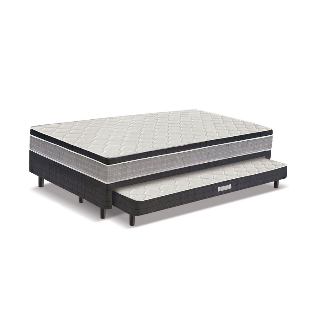 Cama Box Solteir&atilde;o Conjugada com Auxiliar Rosen Molas Bonel Cinza 88x188x64 cm Reconflex, , large image number 1