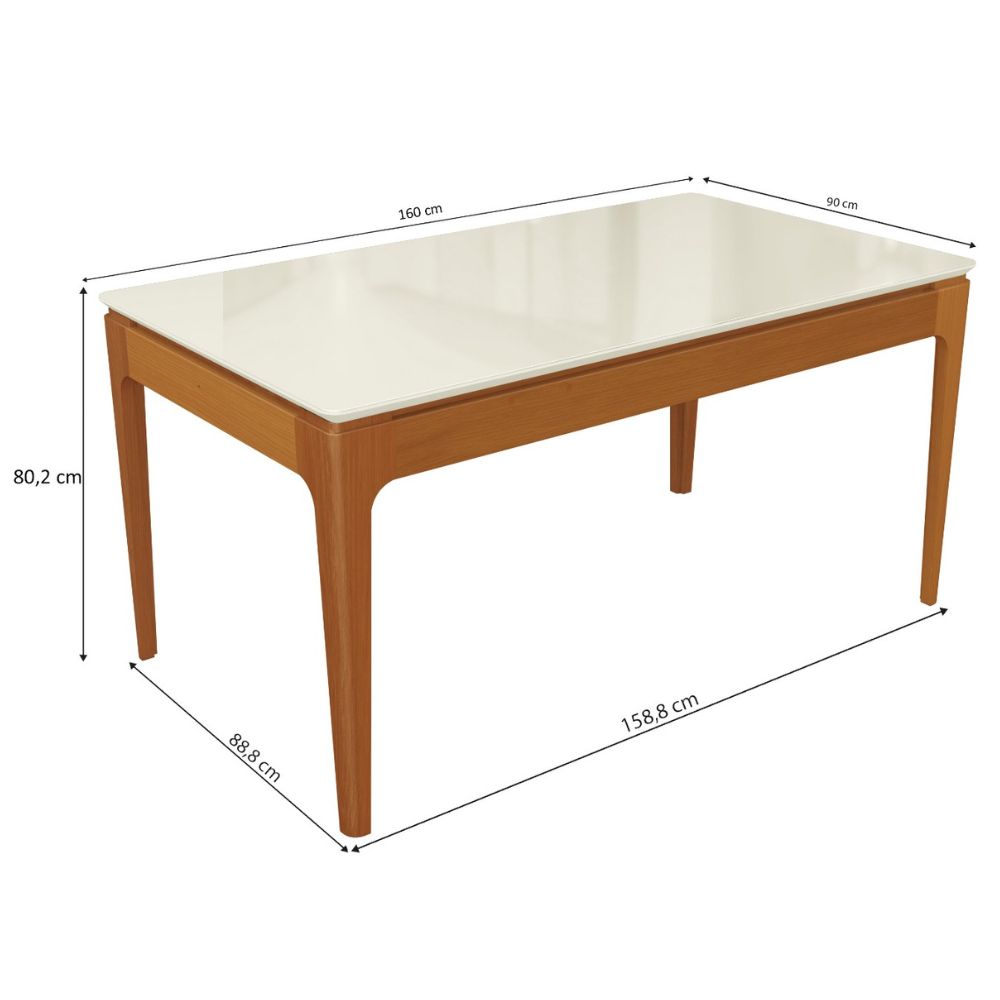Mesa de Jantar 6 Lugares Retangular 160cm Kappesberg Premium Tampo de Vidro Off White CSJ022CA, , large image number 1
