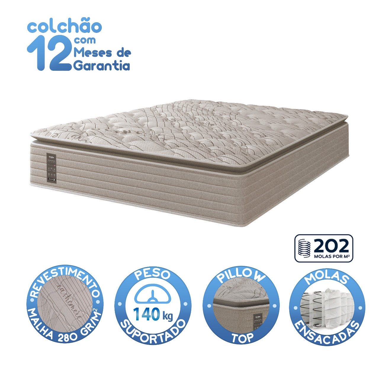 Conjunto Box Queen de Molas Ensacadas Bronx com Base 158x198x75 cm Umaflex, , large image number 2