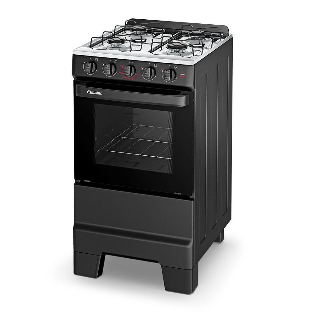 Fogão 4 bocas Esmaltec Mesa de Inox Preto Ideal Pop F4ISB 4120, , large image number 1