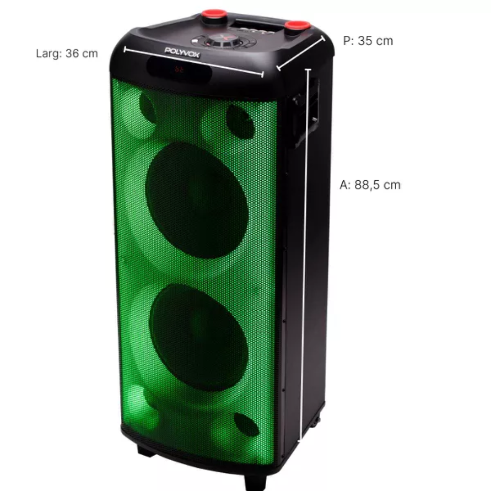 Caixa de Som Amplificada Polyvox Bluetooth USB Full LED 2000W Bivolt XT990T, , large image number 4