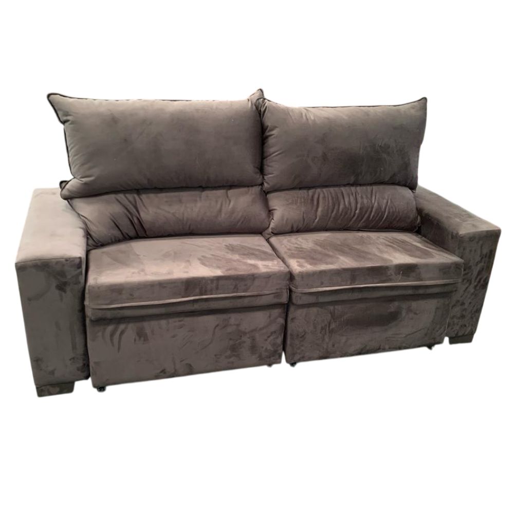 Sofá Retrátil e Reclinável 2 Lugares 200cm Suede Marrom Movelpaz