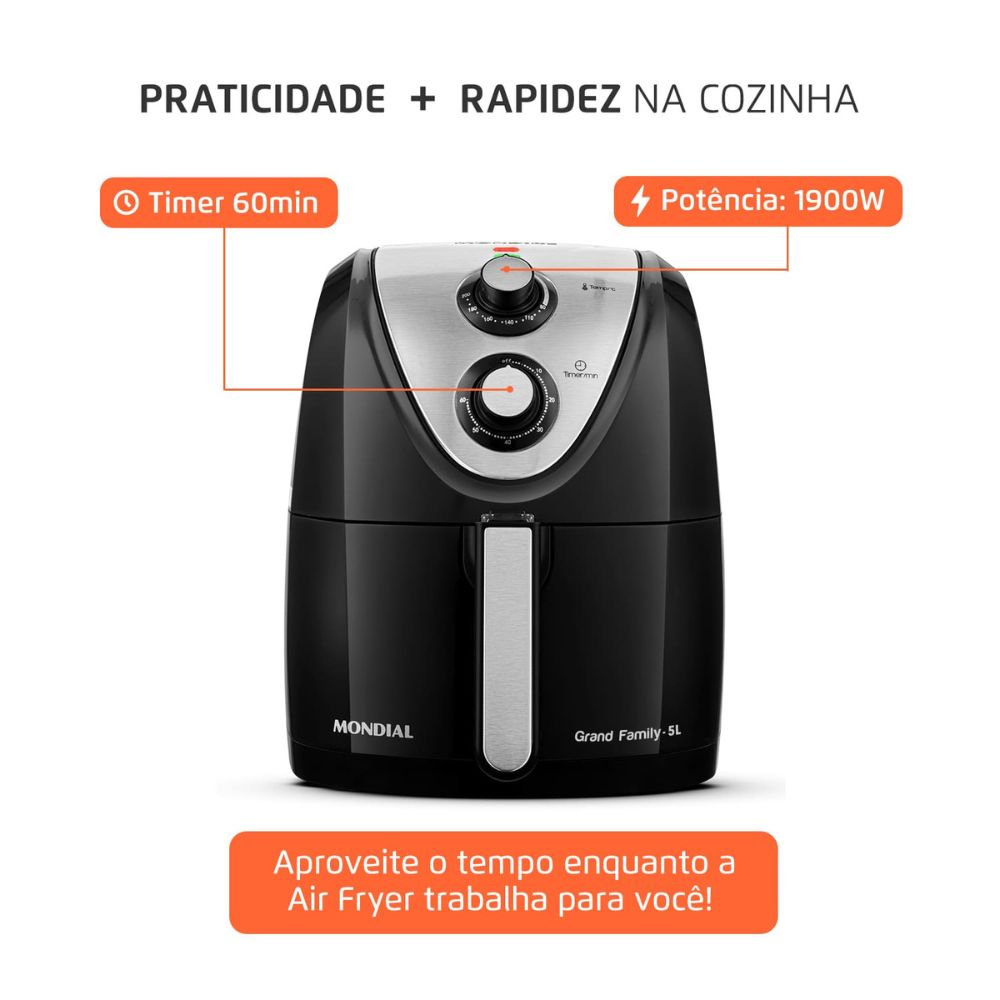 Fritadeira Elétrica Air Fryer Mondial Sem Óleo 5 Litros 220V AFN50 , , large image number 6