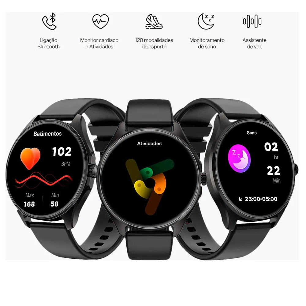 Smartwatch Multi M2R 1,43" Amoled Proteção IP67 Preto - WR206, , large image number 2