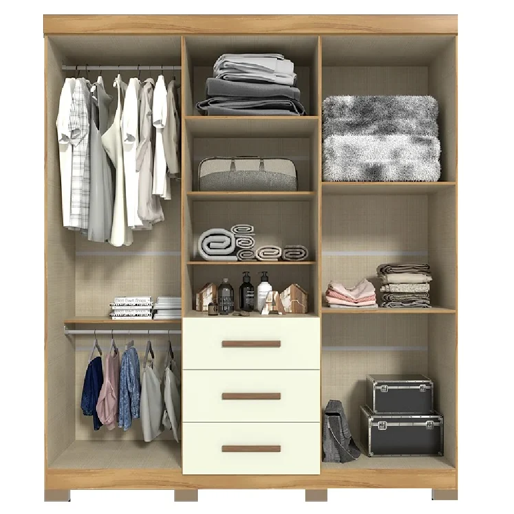 Guarda-Roupa Casal 7 Portas 3 Gavetas Freij&oacute;/Off White Avelan Catania Luxo, , large image number 1