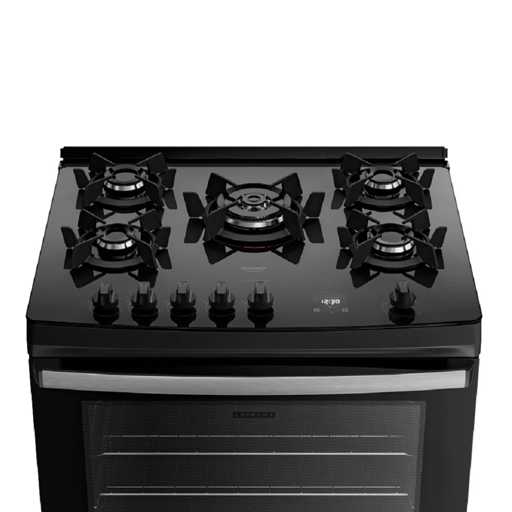 Fogão 5 Bocas Dako Acendimento Automático Mesa de Vidro Preto Bivolt Supreme Glass, , large image number 2