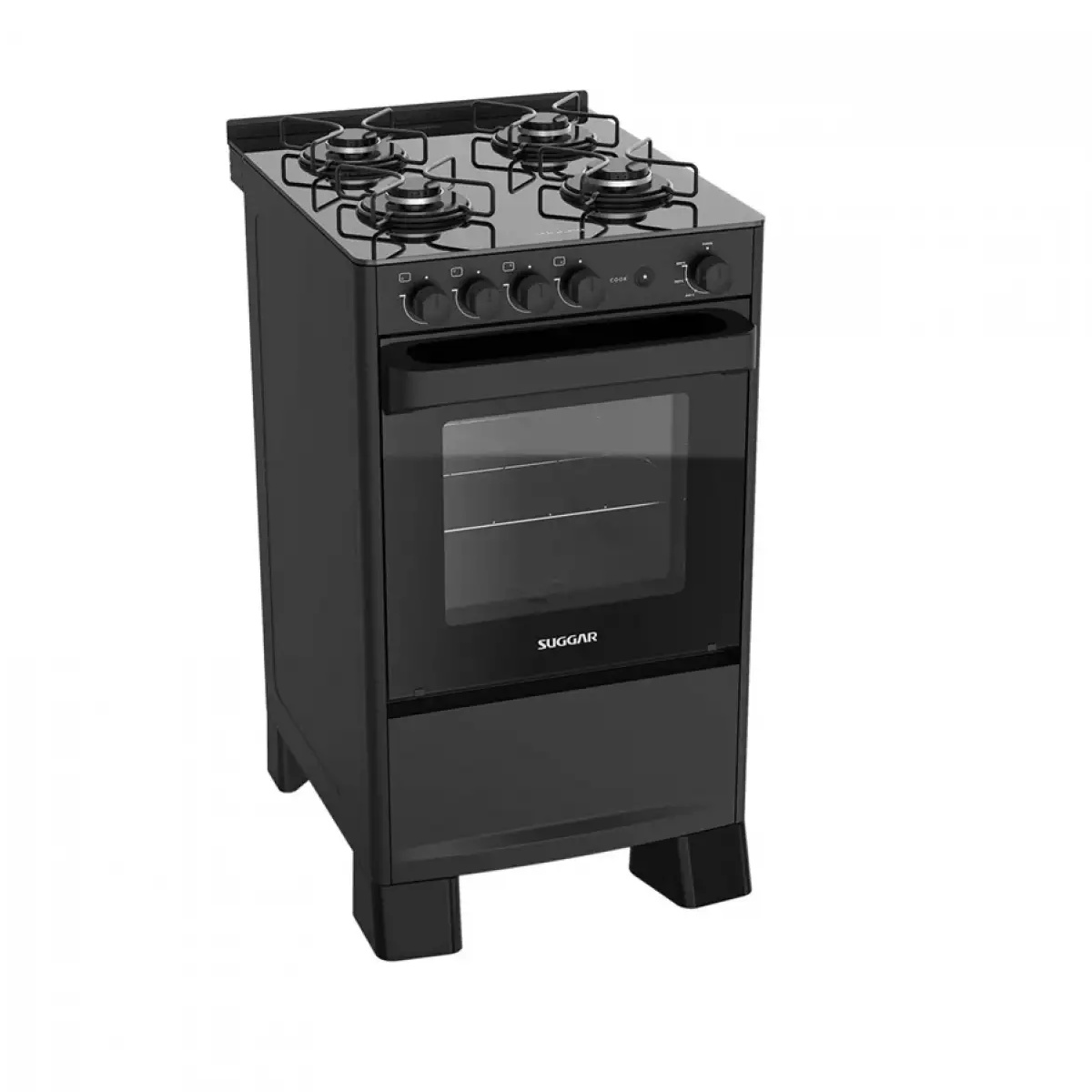 Fogão 4 Bocas Suggar Mesa de Vidro e Acendimento Automático Preto Bivolt FGV408, , large image number 1