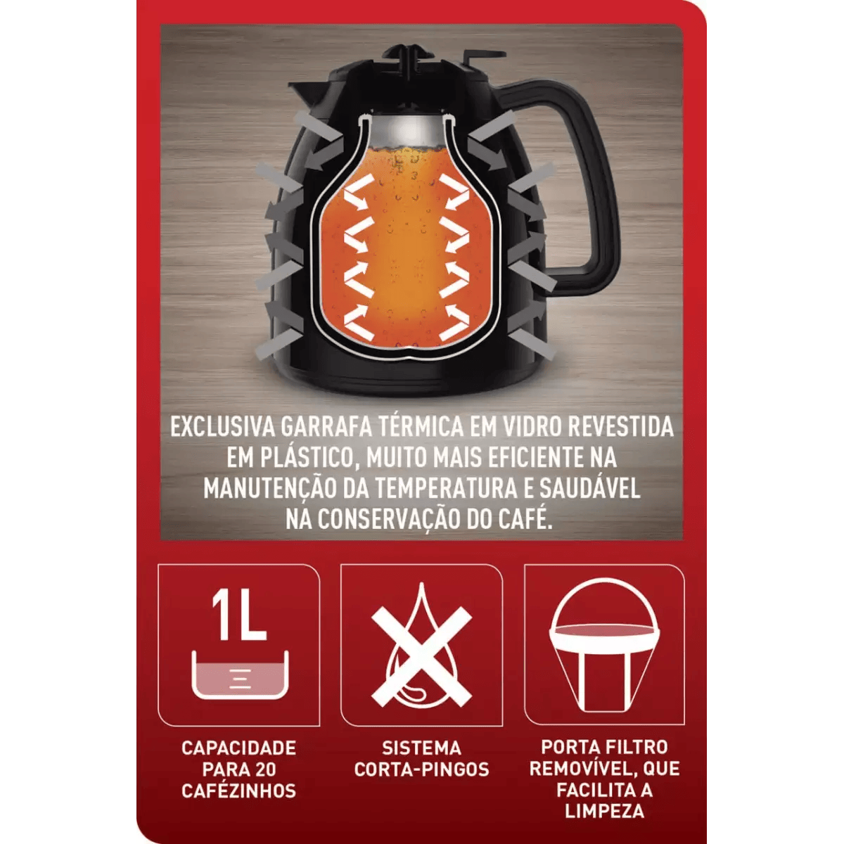 Cafeteira Elétrica Arno Preta 25 Xícaras 220V CM1328B2, , large image number 2