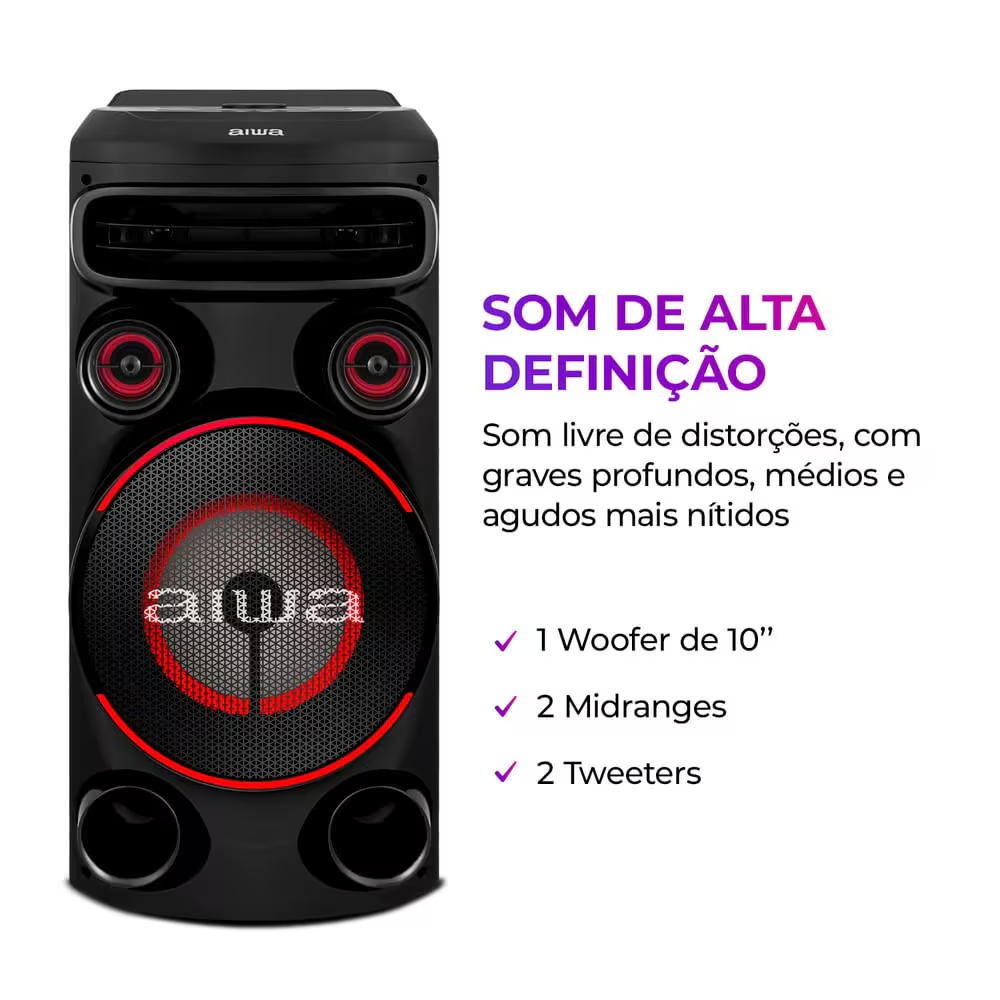 Caixa de Som Aiwa Torre Bluetooth 1500W RMS Bivolt AWS T1W 01, , large image number 1