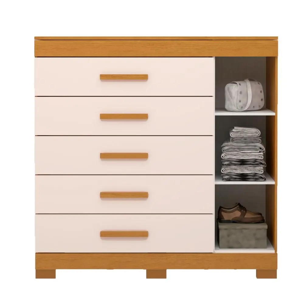 Cômoda ACP Rayane 1 Porta e 5 Gavetas Cinamomo/Off White 100% MDF, , large image number 1