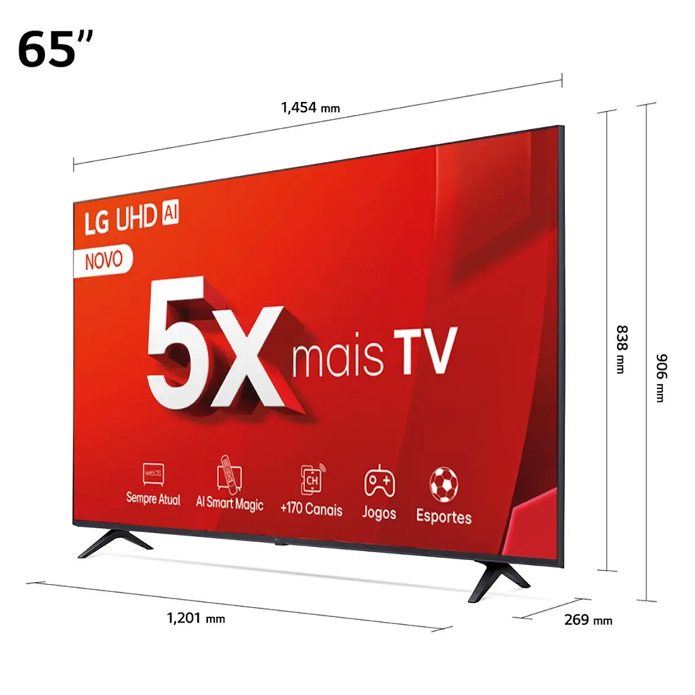 Smart TV 65 Polegadas LG LED 4K Wi-Fi com Processador a5 Ger7 3 HDMI 2 USB 65UT8050PSA, , large image number 7