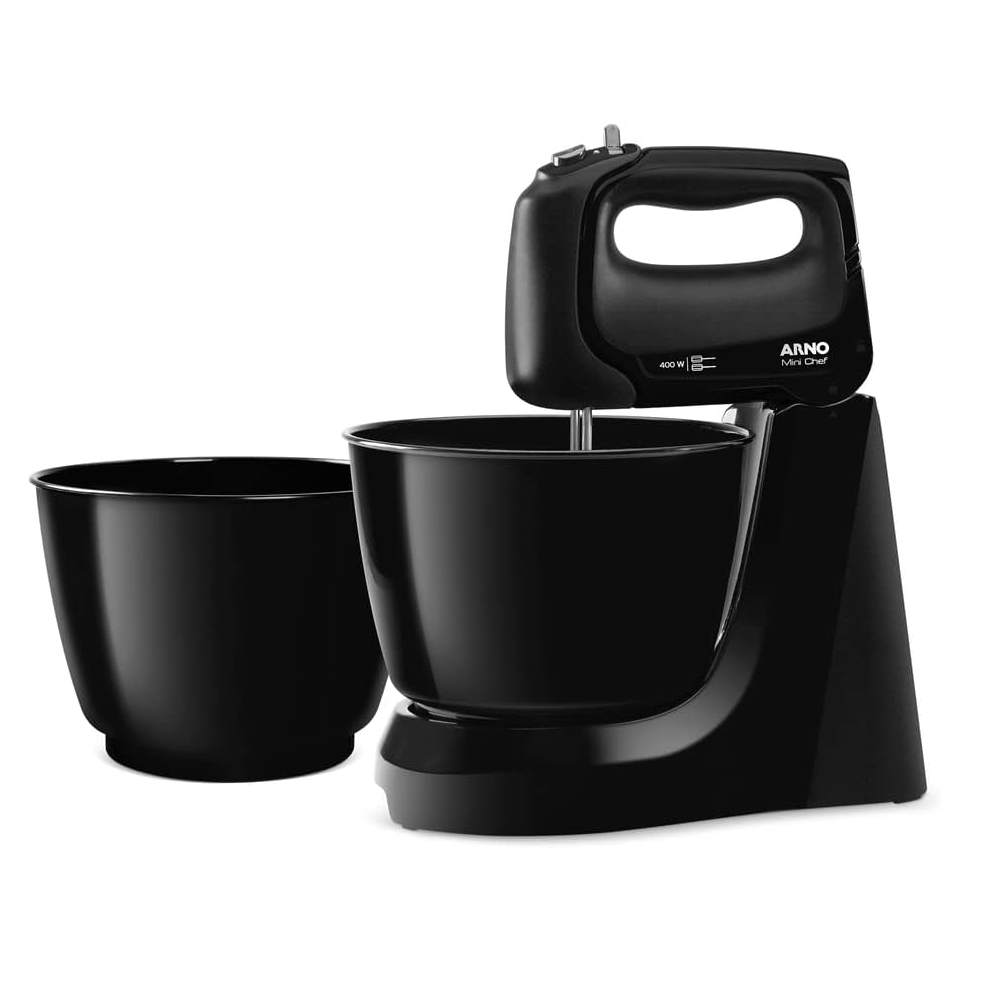 Batedeira Mini Chef Arno Preta HM11 2 Tigelas 400W 220V SX1618B2