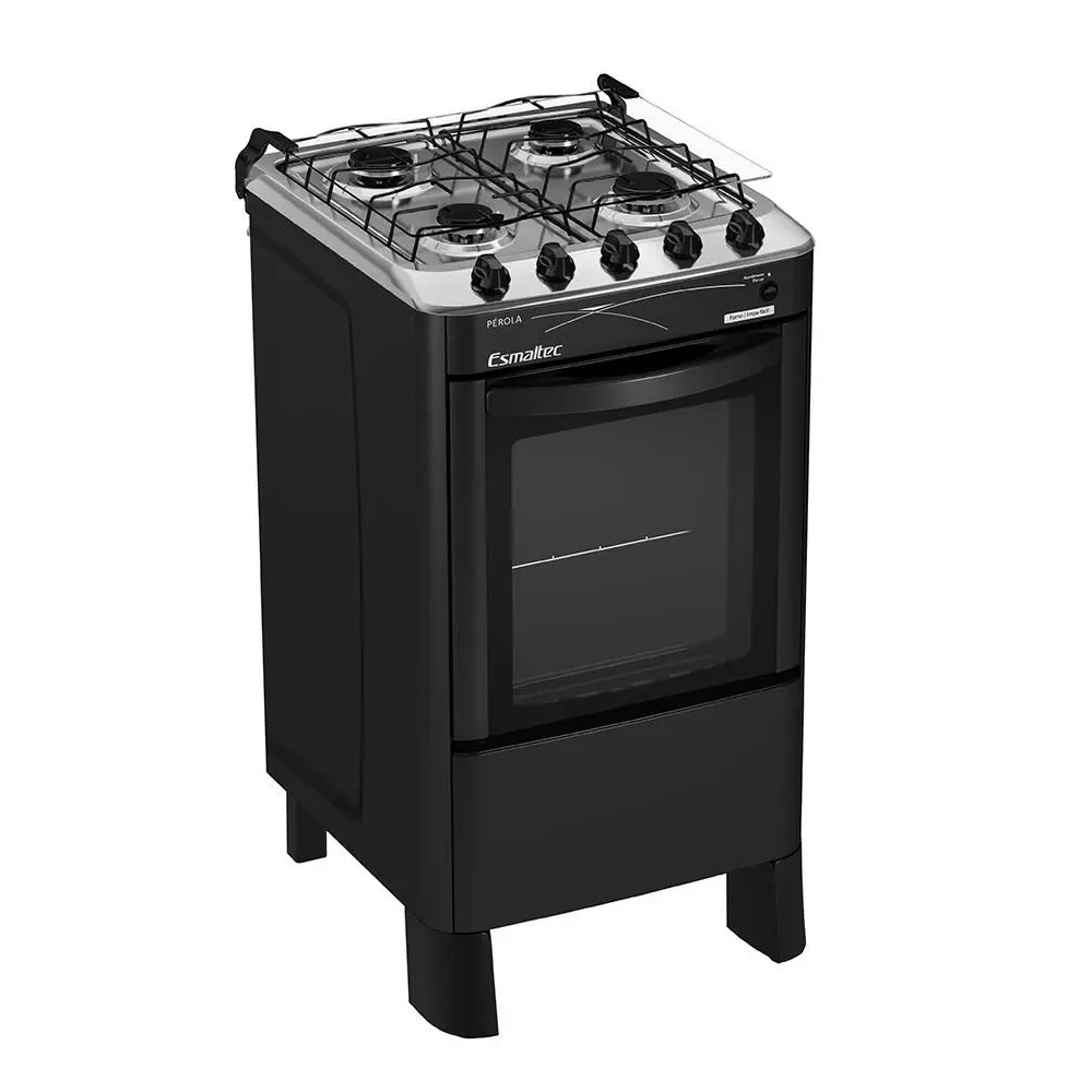 Fogão 4 bocas Esmaltec Mesa de Inox Preto Pérola 4114, , large image number 1