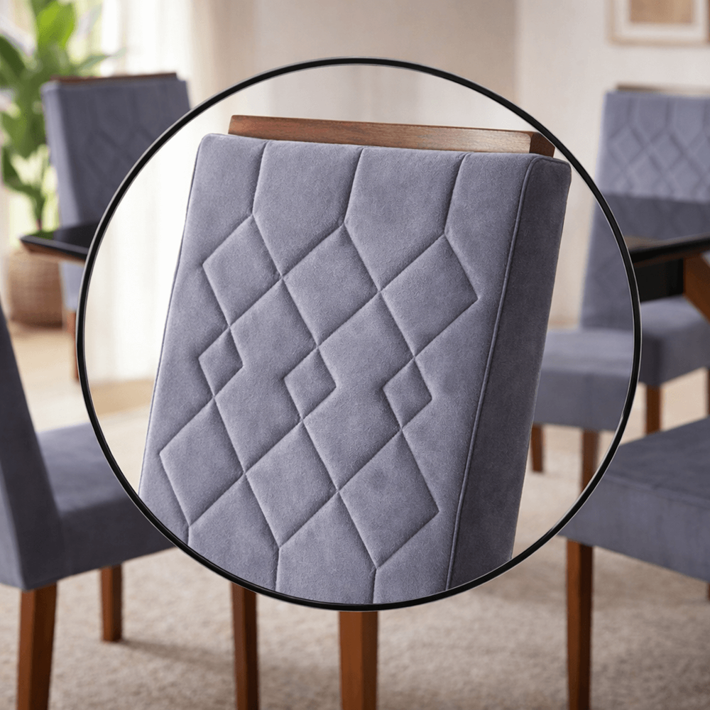 Mesa de Jantar 4 Cadeiras Retangular Tampo de Vidro Abeille S&atilde;o Carlos Cinza/Mel, , large image number 2