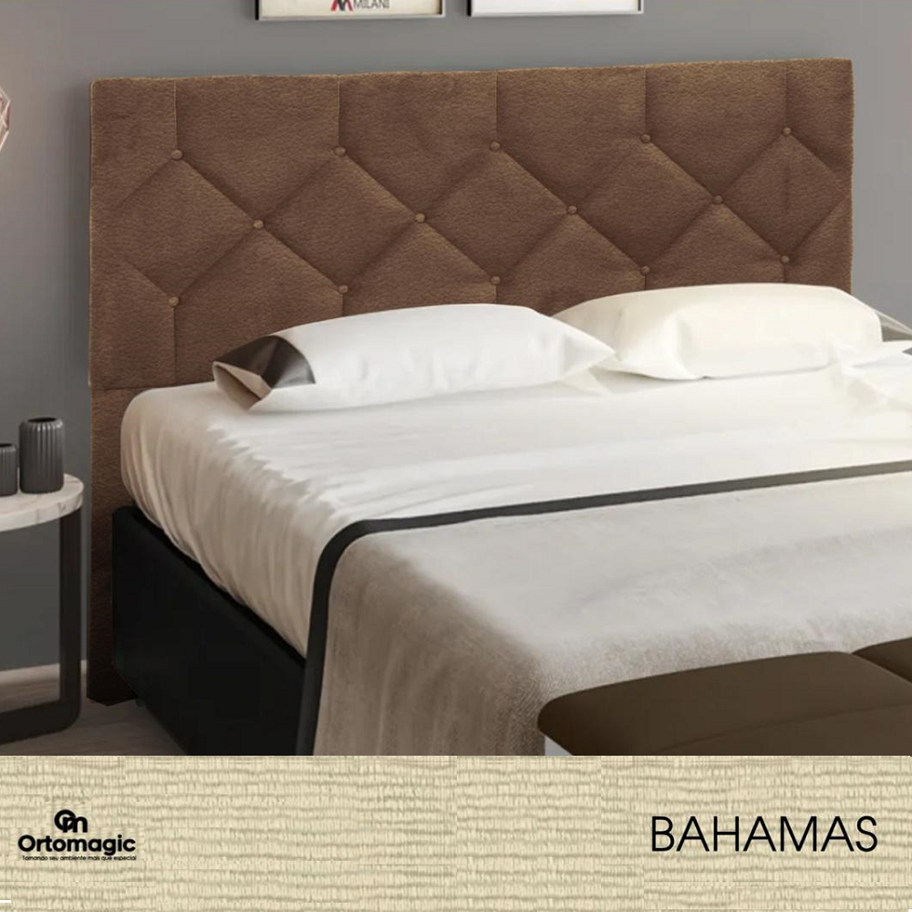 Cabeceira de Casal Estofada 140 cm Veludo Marrom Ortomagic Bahamas