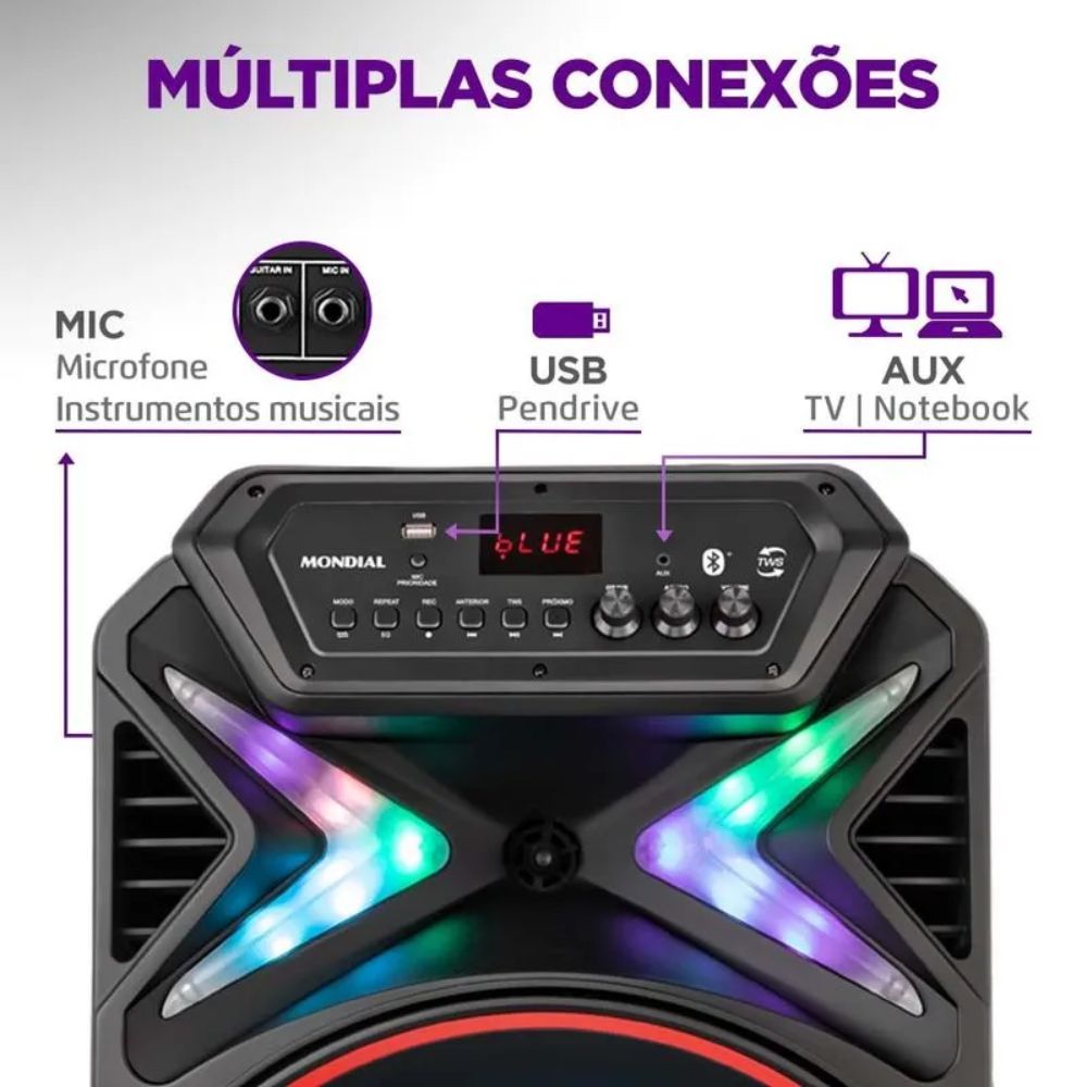 Caixa de Som Amplificada Mondial Bluetooth USB Rádio FM 700W Bivolt CM-700, , large image number 2