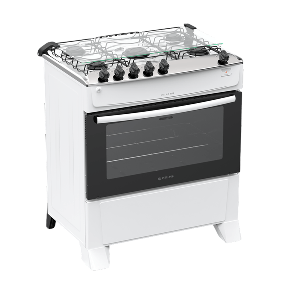 Fog&atilde;o 5 bocas Atlas Autom&aacute;tico Mesa de Inox Branco New Mil&atilde;o Top