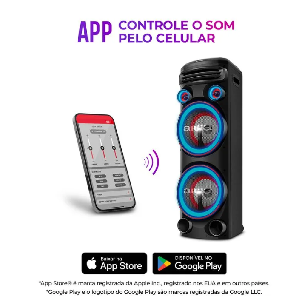 Caixa de Som Aiwa Torre Bluetooth 2200W RMS Bivolt AWS T2W01, , large image number 4