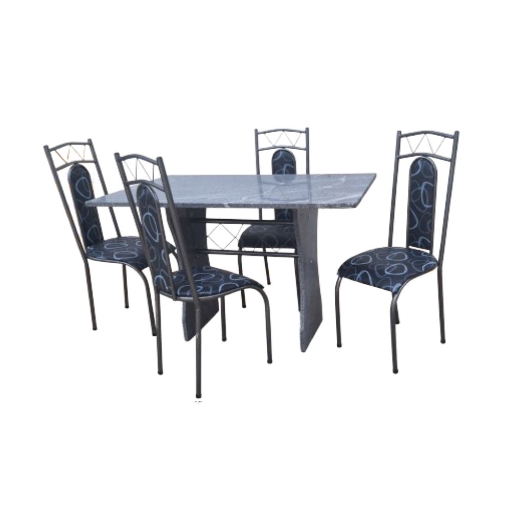 Conjunto de Mesa Aço Coelho com 4 Cadeiras e Tampo de Granito 115x75 Catar, , large image number 0
