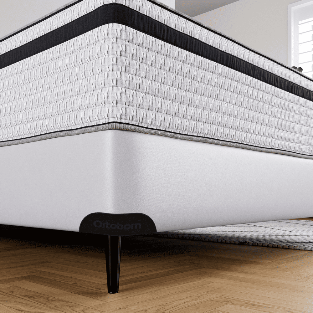 Base Cama Box Casal Sommier Corino Branco 188x138x30 cm Ortobom, Branco, large image number 6