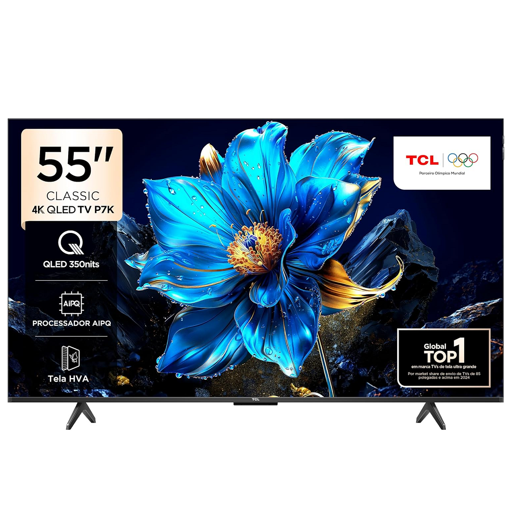 Smart TV 55 Polegadas TCL QLED 4K UHD Wi-Fi Google Tv 3 HDMI 1 USB 55P7K