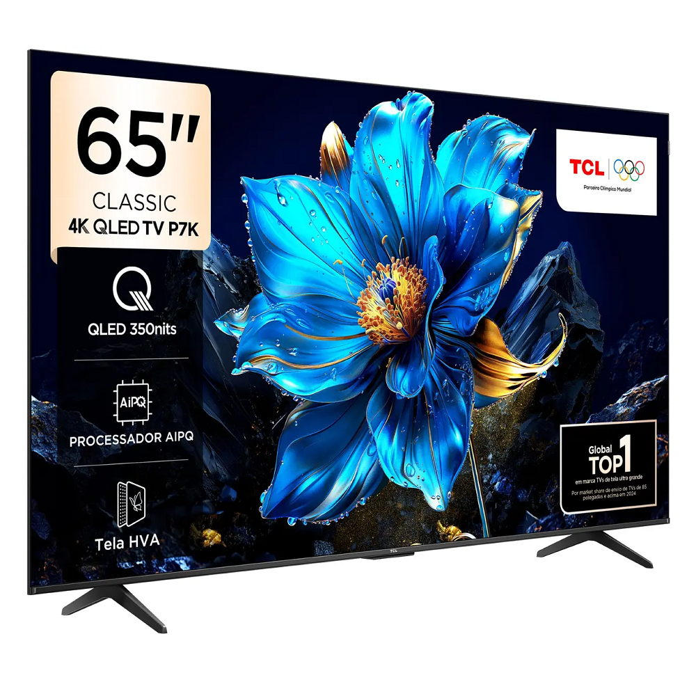 Smart TV 65 Polegadas TCL QLED 4K Wi-Fi Google TV 3 HDMI 1 USB 65P7K