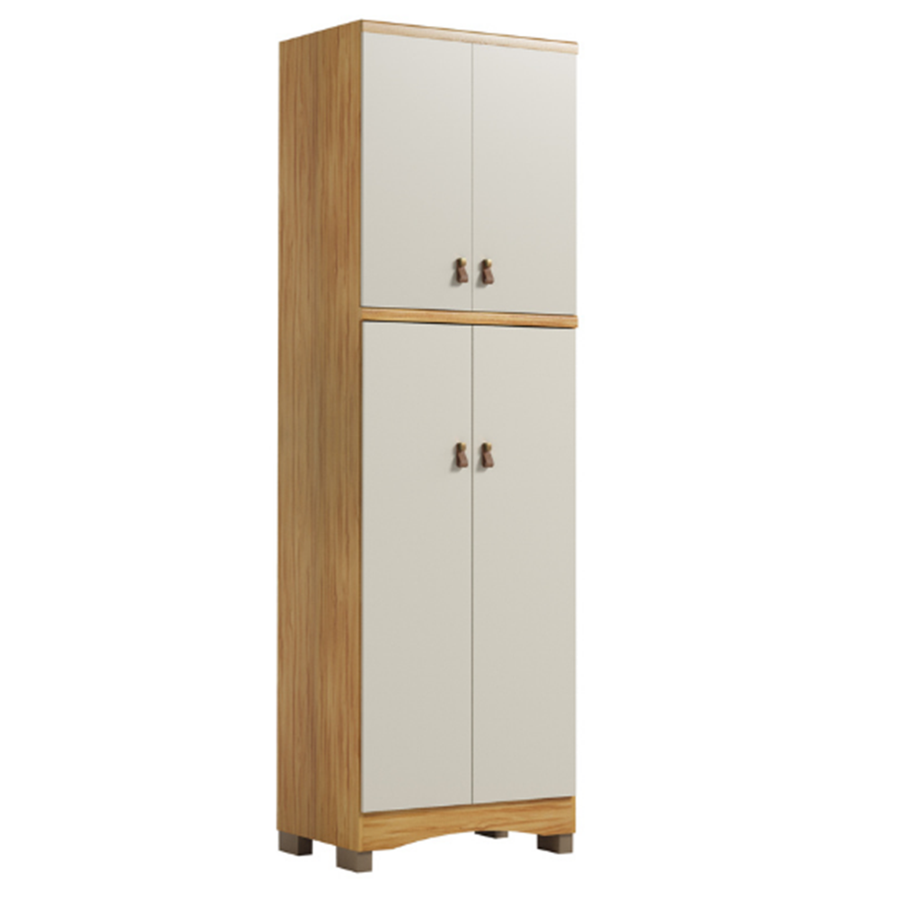Arm&aacute;rio Multiuso 4 Portas 4 Prateleiras 200x61 cm Lilo Peroba Am&ecirc;ndoa/Off White