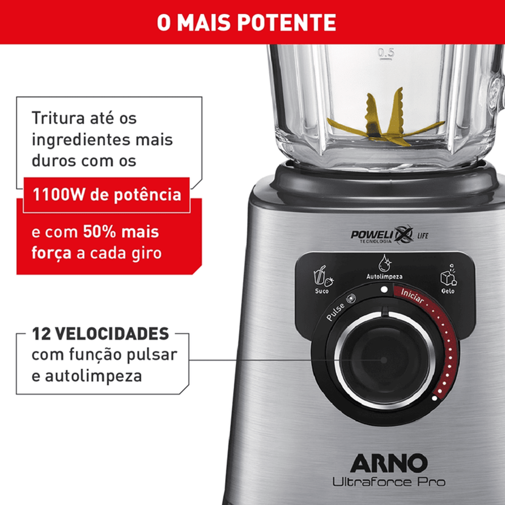 Liquidificador Arno Inox 12 Velocidades + Pulsar 2 Litros 1100W LN93, , large image number 2
